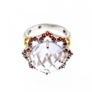 925 Sterling Silver With Gilding Morganite & Garnet 