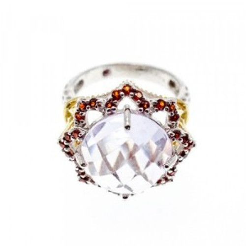 925 Sterling Silver With Gilding Morganite & Garnet 