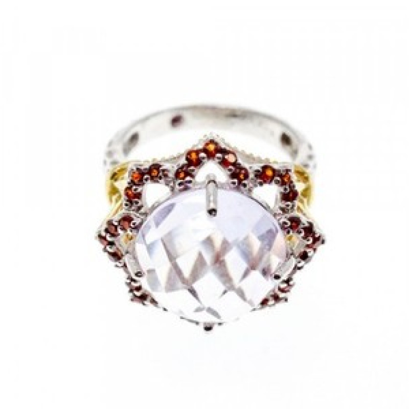 925 Sterling Silver With Gilding Morganite & Garnet 