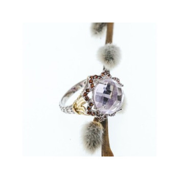 925 Sterling Silver With Gilding Morganite & Garnet 