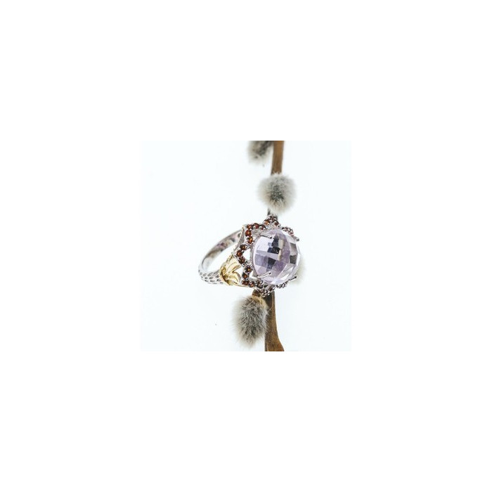 925 Sterling Silver With Gilding Morganite & Garnet 
