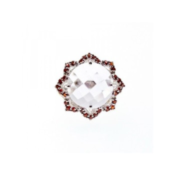 925 Sterling Silver With Gilding Morganite & Garnet 