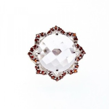 925 Sterling Silver With Gilding Morganite & Garnet 