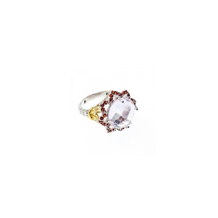925 Sterling Silver With Gilding Morganite & Garnet 