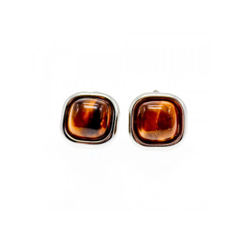 925 Sterling Silver Tiger's Eye Stud Earrings
