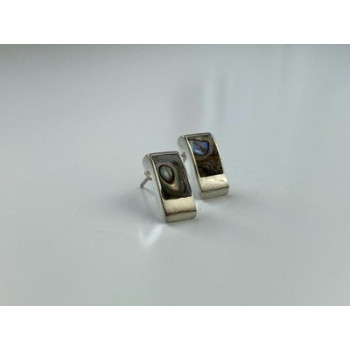 Vintage 925 Sterling Silver Haliotis Stud Earrings