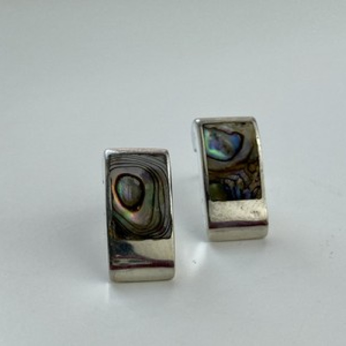 Vintage 925 Sterling Silver Haliotis Stud Earrings