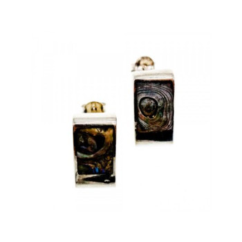 Vintage 925 Sterling Silver Haliotis Stud Earrings