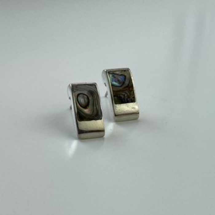 Vintage 925 Sterling Silver Haliotis Stud Earrings