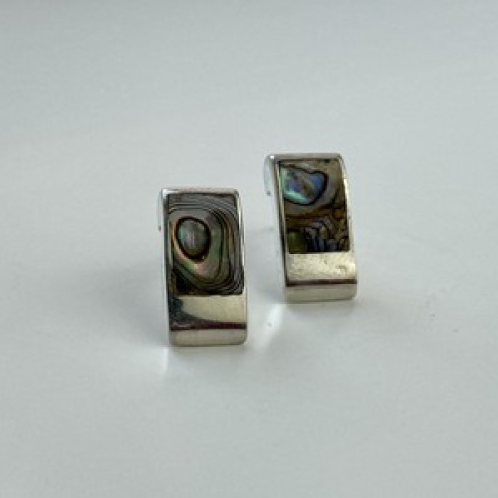 Vintage 925 Sterling Silver Haliotis Stud Earrings