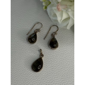 925 Sterling Silver Quartz Earrings & Pendant Set