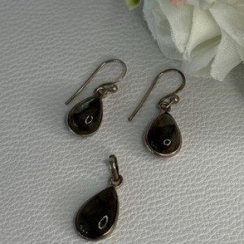 925 Sterling Silver Quartz Earrings & Pendant Set