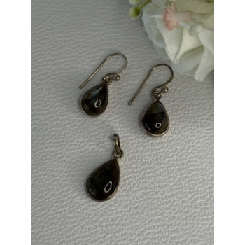 925 Sterling Silver Quartz Earrings & Pendant Set