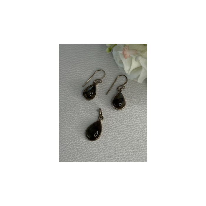 925 Sterling Silver Quartz Earrings & Pendant Set