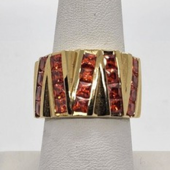 925 Sterling Silver CZ Red Ring Size 7.5