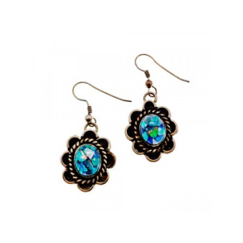 Vintage 925 Sterling Silver Mosaic Opal Earrings