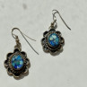 Vintage 925 Sterling Silver Mosaic Opal Earrings