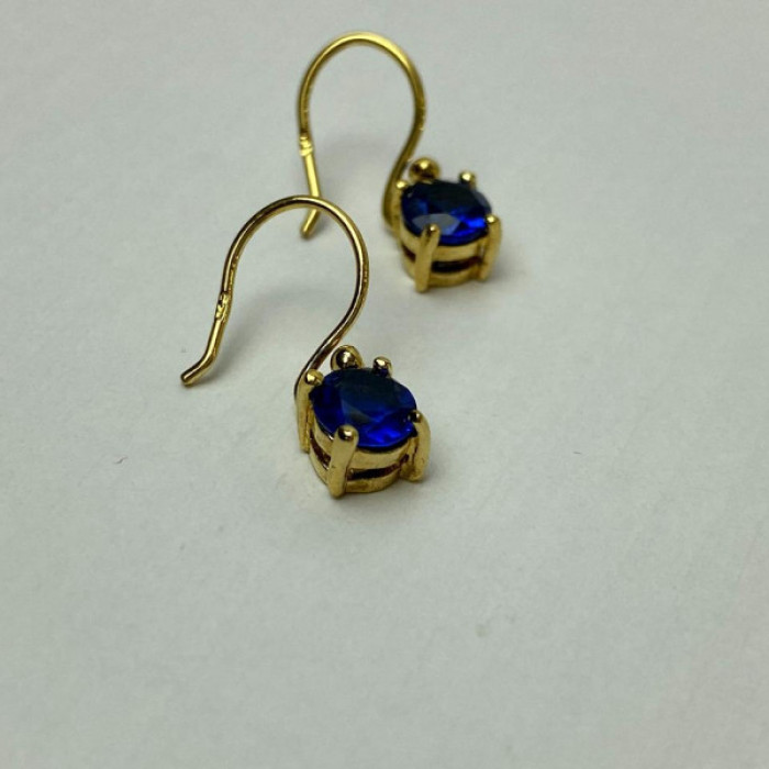 925 Sterling Silver Gold Plated Sapphire Spinel Earrings