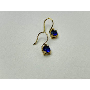 925 Sterling Silver Gold Plated Sapphire Spinel Earrings