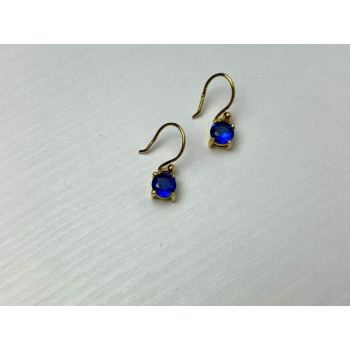925 Sterling Silver Gold Plated Sapphire Spinel Earrings