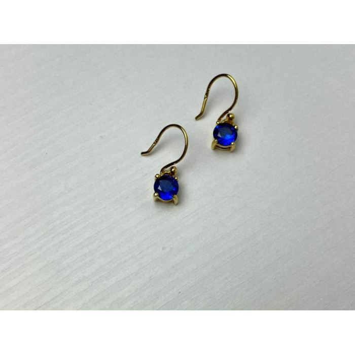 925 Sterling Silver Gold Plated Sapphire Spinel Earrings
