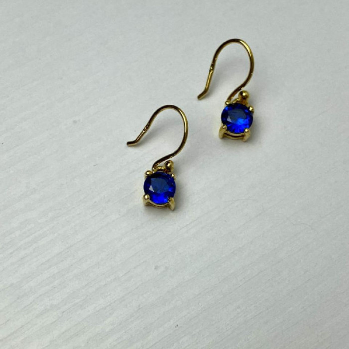 925 Sterling Silver Gold Plated Sapphire Spinel Earrings