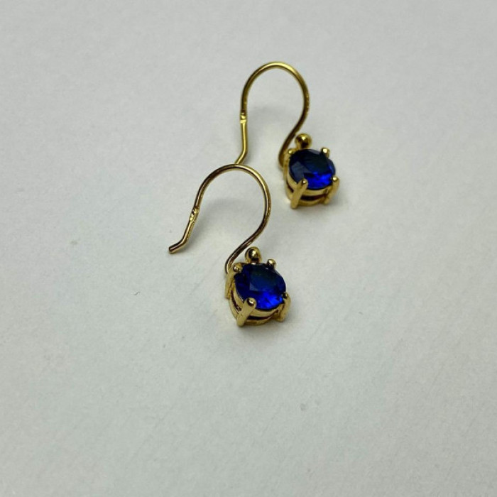 925 Sterling Silver Gold Plated Sapphire Spinel Earrings
