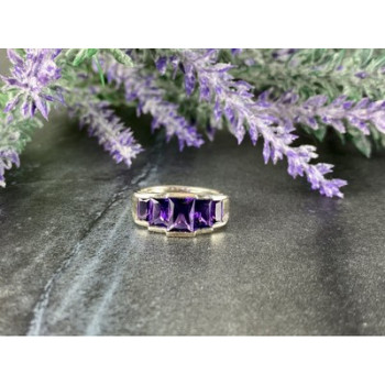 925 Sterling Silver Amethyst Ring Size 6.5