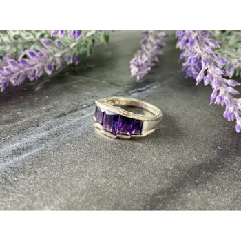 925 Sterling Silver Amethyst Ring Size 6.5