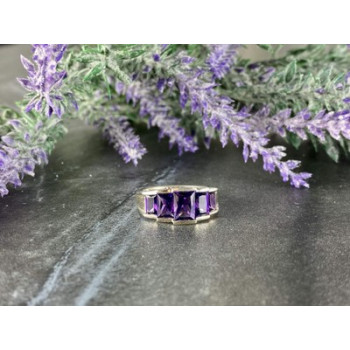 925 Sterling Silver Amethyst Ring Size 6.5