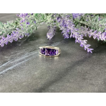 925 Sterling Silver Amethyst Ring Size 6.5