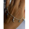 925 Sterling Silver Dolphin Blue Topaz Bracelet Length 7.5