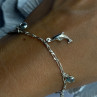 925 Sterling Silver Dolphin Blue Topaz Bracelet Length 7.5