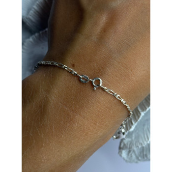 925 Sterling Silver Dolphin Blue Topaz Bracelet Length 7.5