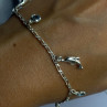 925 Sterling Silver Dolphin Blue Topaz Bracelet Length 7.5