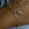925 Sterling Silver Dolphin Blue Topaz Bracelet Length 7.5