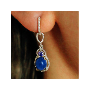 925 Sterling Silver Sodalite & Amethyst Earrings