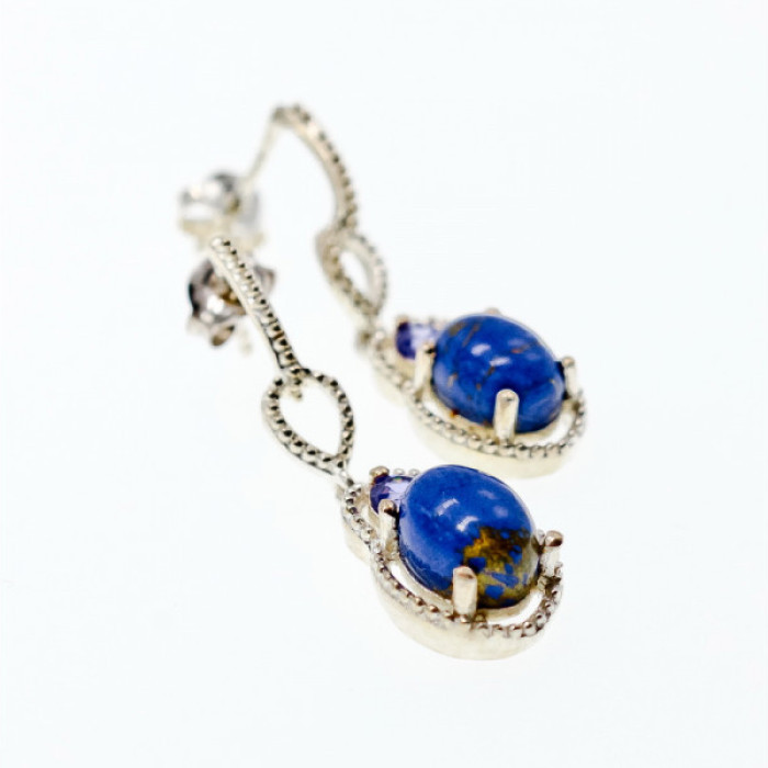 925 Sterling Silver Sodalite & Amethyst Earrings