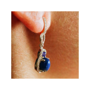 925 Sterling Silver Sodalite & Amethyst Earrings