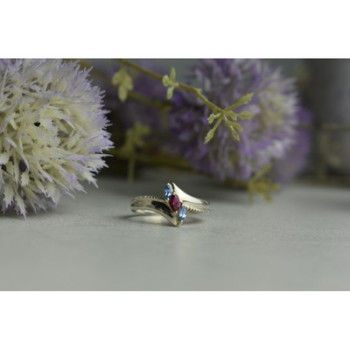 925 Sterling Silver Pink Spinel & Topaz Ring Size 7