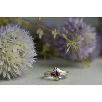 925 Sterling Silver Pink Spinel & Topaz Ring Size 7