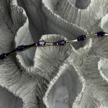 925 Sterling Silver Purple Tourmaline Bracelet Length 7