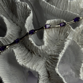 925 Sterling Silver Purple Tourmaline Bracelet Length 7