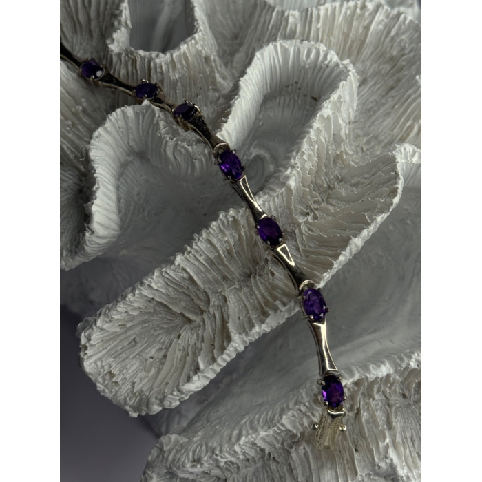 925 Sterling Silver Purple Tourmaline Bracelet Length 7