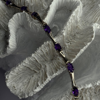 925 Sterling Silver Purple Tourmaline Bracelet Length 7
