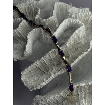 925 Sterling Silver Purple Tourmaline Bracelet Length 7