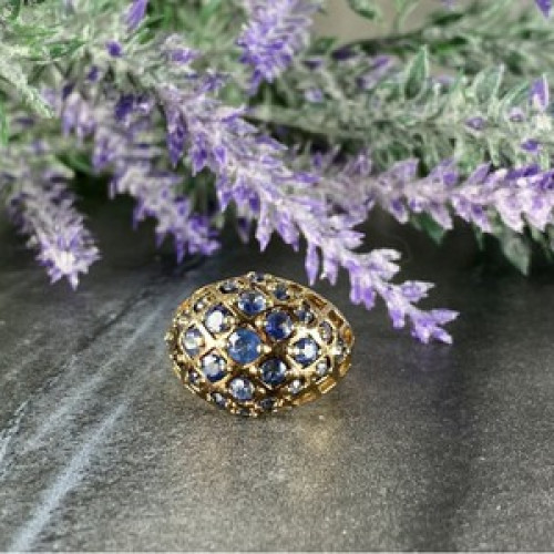 925 Sterling Silver Gold Plated Tanzanite Ring Size 5.5