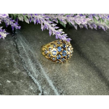 925 Sterling Silver Gold Plated Tanzanite Ring Size 5.5