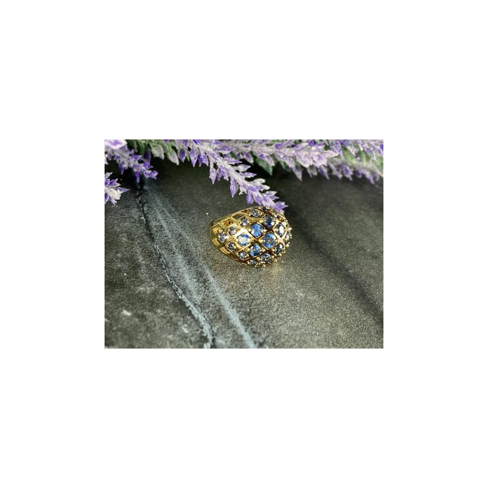 925 Sterling Silver Gold Plated Tanzanite Ring Size 5.5