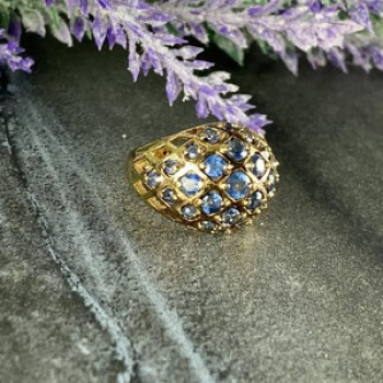 925 Sterling Silver Gold Plated Tanzanite Ring Size 5.5